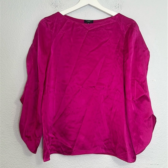 Talbots Women’s Size 8 Petite Pink Open Sleeve 100% Silk Blouse - Picture 1 of 13